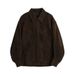Aria Basics Genuine Leather HN5192 Autumn/Winter New Style Top Layer Goat Suede Turn-down Collar Simple Elegant Women's Jacket_ecoleips.com