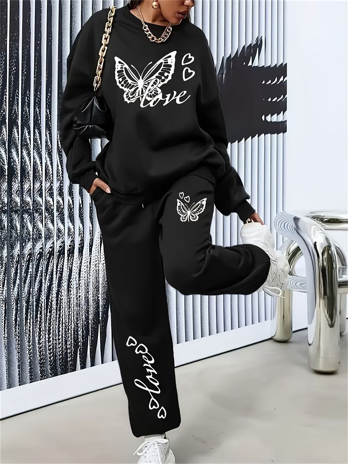 Women's Casual Sports Set Fashion Thickened Autumn Winter Vacation Shirt And Pants Simple Printed Design_ecoleips.com