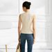 Women's Clothing Jacket Decorative Buttons Solid Color Sleeveless Temperament Vest_ecoleips.com