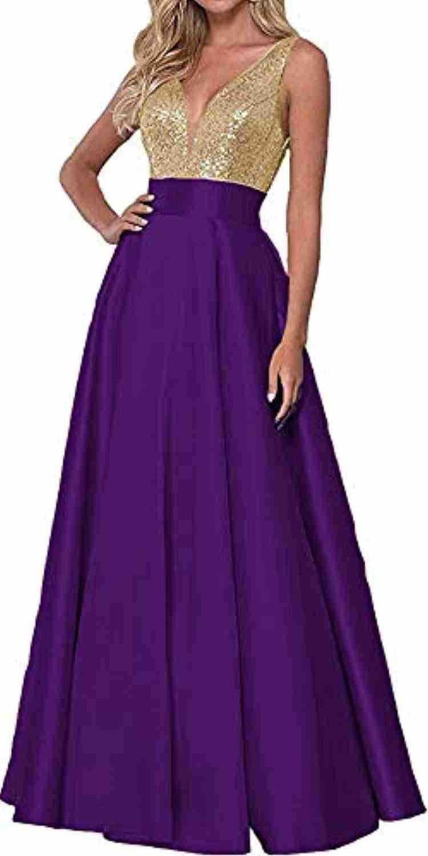 Women's Clothing New Fashion Evening Dress Sequin Rose Gold Slim Ball Gown V Neck Backless Bridesmaid Dress Summer_ecoleips.com