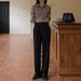 Elegant High-Waisted Wide-Leg Pants For Women - Office Trousers With Draped Fabric, Straight Cut & Slimming Fit_ecoleips.com