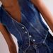 K Women's Short Denim Top, Women's Waist Cinched, Sexy Deep V-neck Vest, Outerwear Vest_ecoleips.com
