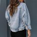 Women's Distressed Leopard Print Denim Jacket Button Down Washed Long Sleeve Ripped Cheetah Design_ecoleips.com