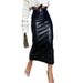Elegant High-Waist Bodycon Pencil Skirt – Stretchy Polyester-Spandex Blend, Office & Party Wear In Black, White, Red & Brown_ecoleips.com