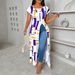 2025 New European American Women's Clothing Cross-Border E-commerce: Geometric Print Dresses For Women On And_ecoleips.com