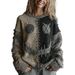 Thick Knit Fabric 3D Digital Print Men's And Women's Crew Neck Sweatshirt Striped Top Women's Sweatshirt_ecoleips.com