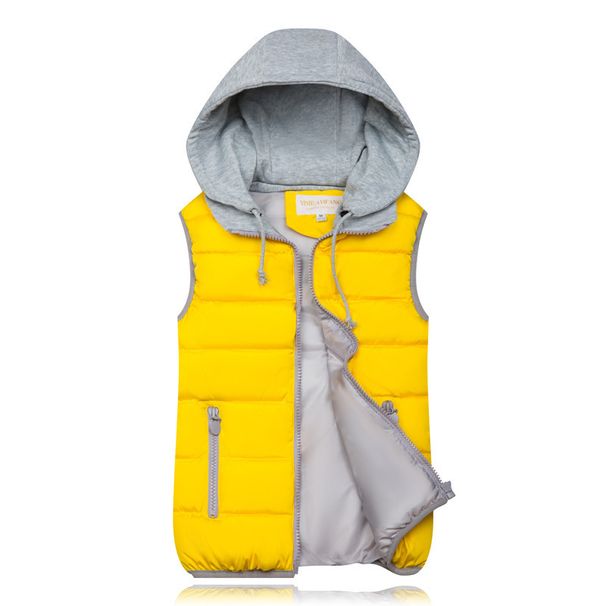 Women's Winter Cotton Vest With Detachable Hood, Casual Short Jacket, Warm Padded Sleeveless Coat, Plus Size A-Line Outerwear For Autumn & Winter_ecoleips.com