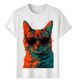 Women's T-Shirts Tshirt Muscle Freaks Cat With Glasses Pop Art Feline Style_ecoleips.com