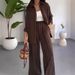 Women's Fashion Set Spring Summer Loose Top Casual Wide Leg Pants Solid Color Two Piece Women's Clothing_ecoleips.com
