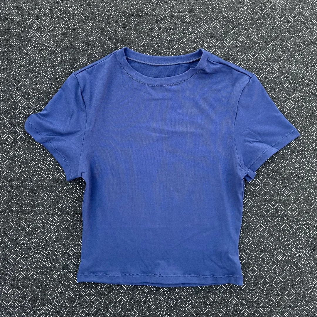 Women's Quick Drying Fitness Top Round Neck Tight T-Shirt Short Sleeve Exposed Belly Button Slimming Yoga Clothes_ecoleips.com