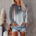 Women's Round Neck Long Sleeve T-Shirt Casual Tie Dye Print With Pocket Autumn Winter Clothing_ecoleips.com