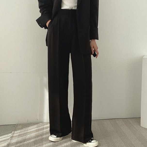 Oversized Blazer Wide-Leg Pants Set Office to Club Stretch Fabric Pocket Detail Trendy Suit 26 Colors Women's Outerwear_ecoleips.com