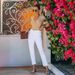 Women's Clothing Raw Edge White Stretch Denim Straight Pants Cigarette Pants_ecoleips.com