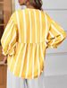 K Women's Fashion Casual Loose Baita Striped V-neck Printed Shirt_ecoleips.com