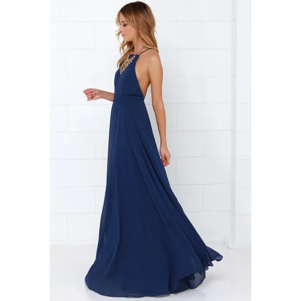 Fashion Women Summer Sleeveless Strap O Neck Boho Dress Casual Long Maxi Evening Party Beach Backless Dress Sundress_ecoleips.com