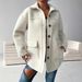 Women's Clothing Thick Faux Fur Jacket With Concealed Buttons & Pockets, Casual Elegant Long Sleeve Coat For Autumn Winter Warmth_ecoleips.com