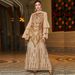Golden Multi Layered Lotus Leaf Sleeves Positioning Sequin Embroidered Robe Dress_ecoleips.com