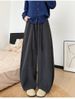 Black Thickened Velvet Scimitar Pants Women's 2025 New Winter Drape Lazy Corduroy Wide-leg Pants_ecoleips.com