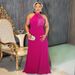 Elegant Plus Size Evening Gown – Halter Neck Floor-Length Dress With Sequin Embellishments For African & European Fashion_ecoleips.com