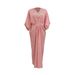 Women's Clothing Middle East Pink Dress Polka Dot Hot Stamping Waist Characteristic Lace Kaftan Dress_ecoleips.com
