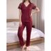 Women's Sexy Lace Pajamas 2026 Summer Polka Dot Short Sleeve Top And Pants Sleepwear 2 Piece Set Casual Breathe Home Wear_ecoleips.com