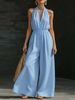 Summer V Neck Halter Neck Jumpsuit for Women European American Style Elegant Commuter Work French Style 2026 New_ecoleips.com