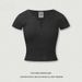 BE Women's Clothing 2025 Summer American Design Sense Spicy Girl Slim Fit Top Button V-Neck Shoulder Short Sleeved_ecoleips.com
