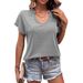 Voya Women's 2026 New Hot Selling Loose Casual U-neck Solid Color European And American T-shirt Short Sleeved Top_ecoleips.com