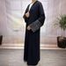 Verve 2025 Muslim Clothing Fashion Elegant Pocket Cardigan Embroidered Tie Dress Robe_ecoleips.com