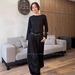 Spring New Style Women's Clothing Set Solid Color Round Neck Long Sleeve Top And Wide Leg Pants_ecoleips.com