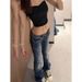 plus Size Rhinestone Embroidered Jeans for Women Low Rise Floor Length Y2K Millennium Style Casual Cotton Polyester Spring 2025_ecoleips.com