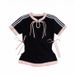 Spring/Summer Women's Casual Sports Top Short Sleeve Three Stripe Sexy Hot Girl Style Simple College Trend Wholesale_ecoleips.com