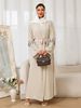 Verve Embroidered Belted Muslim Long Dress Fashionable Elegant Cardigan Abaya Robe_ecoleips.com
