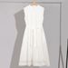 Xiaohe Style Ramie For Women Summer High-end Feel Belted Sleeveless Long A-line Textured Dress White_ecoleips.com
