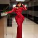 Women's Mesh Long Sleeve Off-Shoulder Top With Bodycon Skirt Set, Elegant Sexy Two-Piece Outfit For Evening Party_ecoleips.com
