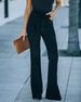 Stretch Fit Tied Waist Flared Bootcut Jeans For Women - Trendy High-Waisted Denim Pants With Comfortable Elastic Fabric_ecoleips.com