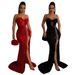 Women's Clothing Sexy Suspender Sleeveless Sequin Dress Slit Long Skirt_ecoleips.com