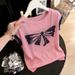 Fashionable Ice Silk Knit Top Thin And Stylish Bow Tie Short Sleeved T Shirt New Summer Style Plus Size Women's Clothing_ecoleips.com