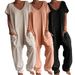 Women's Clothing Summer Women's Solid Color V Neck Jumpsuit Low Crotch Oversized Pockets Style Best Selling Pants_ecoleips.com