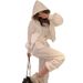 Hong Kong-style Casual Sports Outfit For Women, Popular Streetwear Shorts, Zip-up Hooded Sweatshirt Jacket, Camisole,_ecoleips.com