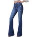 Women's Clothing Slim Denim High Elastic Bell Bottom Pants_ecoleips.com