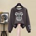 Women's Trendy Relaxed Style round Neck Cotton Sweatshirt Fleece Lined Thickened New Winter 2023 Fashion Sweatshirt_ecoleips.com
