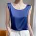 Summer Silk Camis Women's T Shirts Sleeveless Vest Satin Tank Tops Office Elegant Fashion O Neck Champagne BlouseTop Women_ecoleips.com