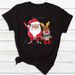 Cross-border Supply: Merry Christmas, Christmas Tree, Santa Claus Letter Print, Plus-size Women's Round-neck_ecoleips.com