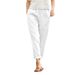 Suitable For All Seasons 2025 Women's Fashion Ladies Large Pocket Solid Color Comfortable Cotton Linen Casual Straight Long Pants Women_ecoleips.com