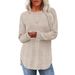 Women’s Long Sleeve Blouse – Relaxed Fit Round Neck Tunic Top With Side Slits (10 Elegant Colors, Polyester Stretch, Office & Casual Wear)_ecoleips.com