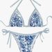 Women's Blue And White Porcelain Print Bikini Set 2 Piece Swimwear Sexy Vacation Suit Fits True To Size_ecoleips.com