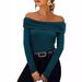 2025 Sexy Off Slimming Long Sleeve Bottom One Shoulder Women's Top T-shirt_ecoleips.com