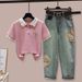 Women's Clothing Elegant Ethnic Style Women's Collar Top With Ruffled Embroidery Stylish Suit Set Youthful Jeans Outfit_ecoleips.com