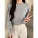 American Style Real Shot Chinese Cotton Blend Korean Chic Autumn Design Button Long Sleeve Short Oversized Sweatshirt_ecoleips.com
